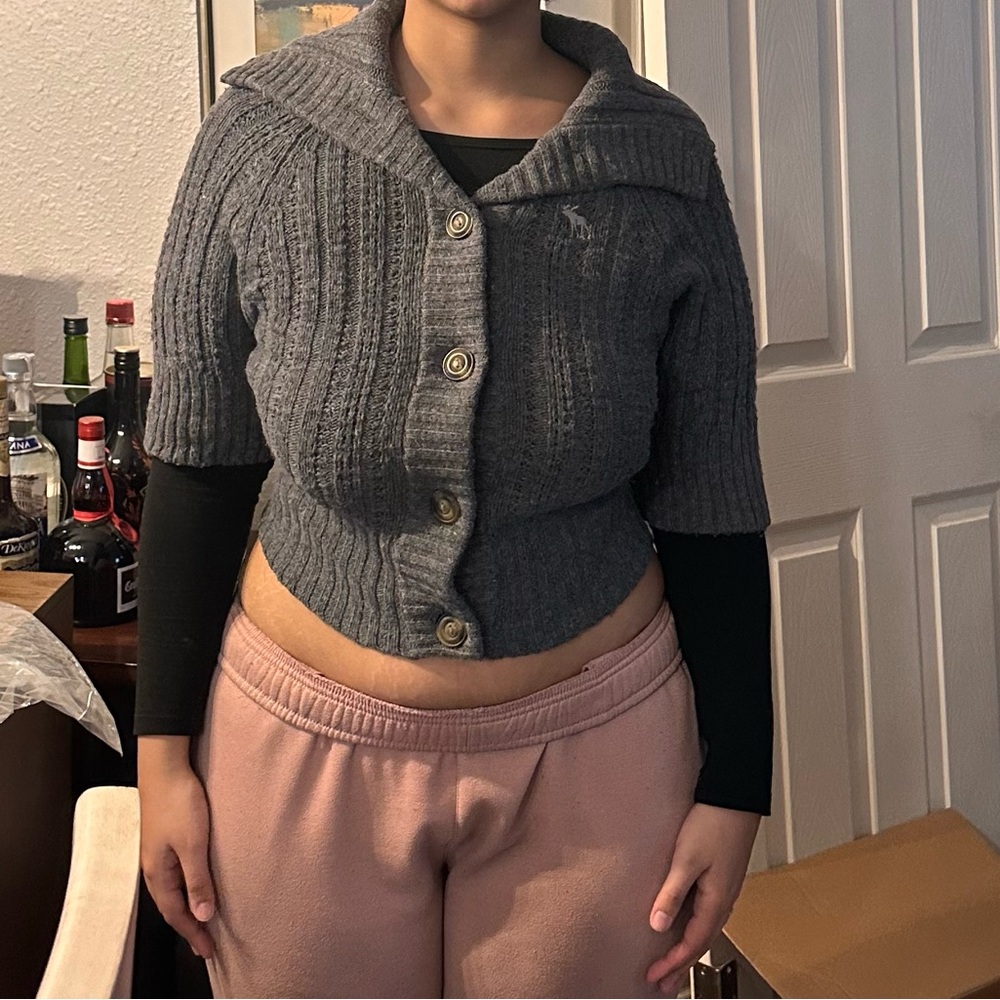 Gray Cable Knit Women's Sweater